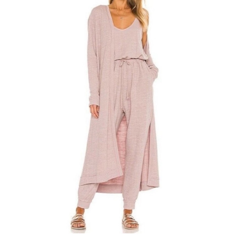 Free People Beach Bi-Coastal Pink Women's Long Cardigan and Jumpsuit Women’s XS